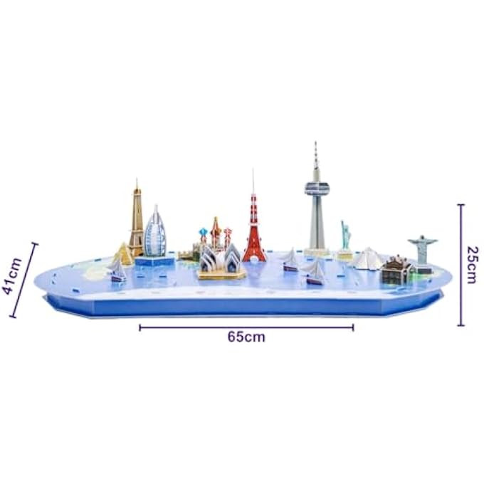 3D PUZZLE GLOBAL LANDMARKS WORLD TRIP MAP GRAND UNIQUE & COLLECTIBLE MODEL ASSEMBLY BUILDING KIT FOR KIDS & ADULTS 136PCS - Image 4